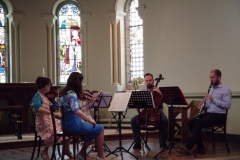 Marion Creely, Shane Kenrick and the Hanneville String Quartet. Photo: A. Cras