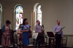 Marion Creely, Shane Kenrick and the Hanneville String Quartet. Photo: A. Cras